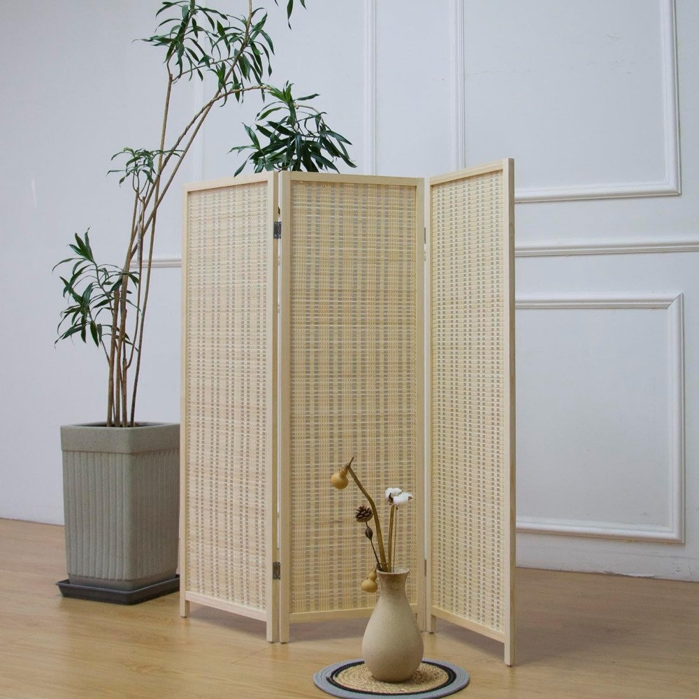 Partition Screen Divider - 3 Panel Short Room Divider Screen,Beige