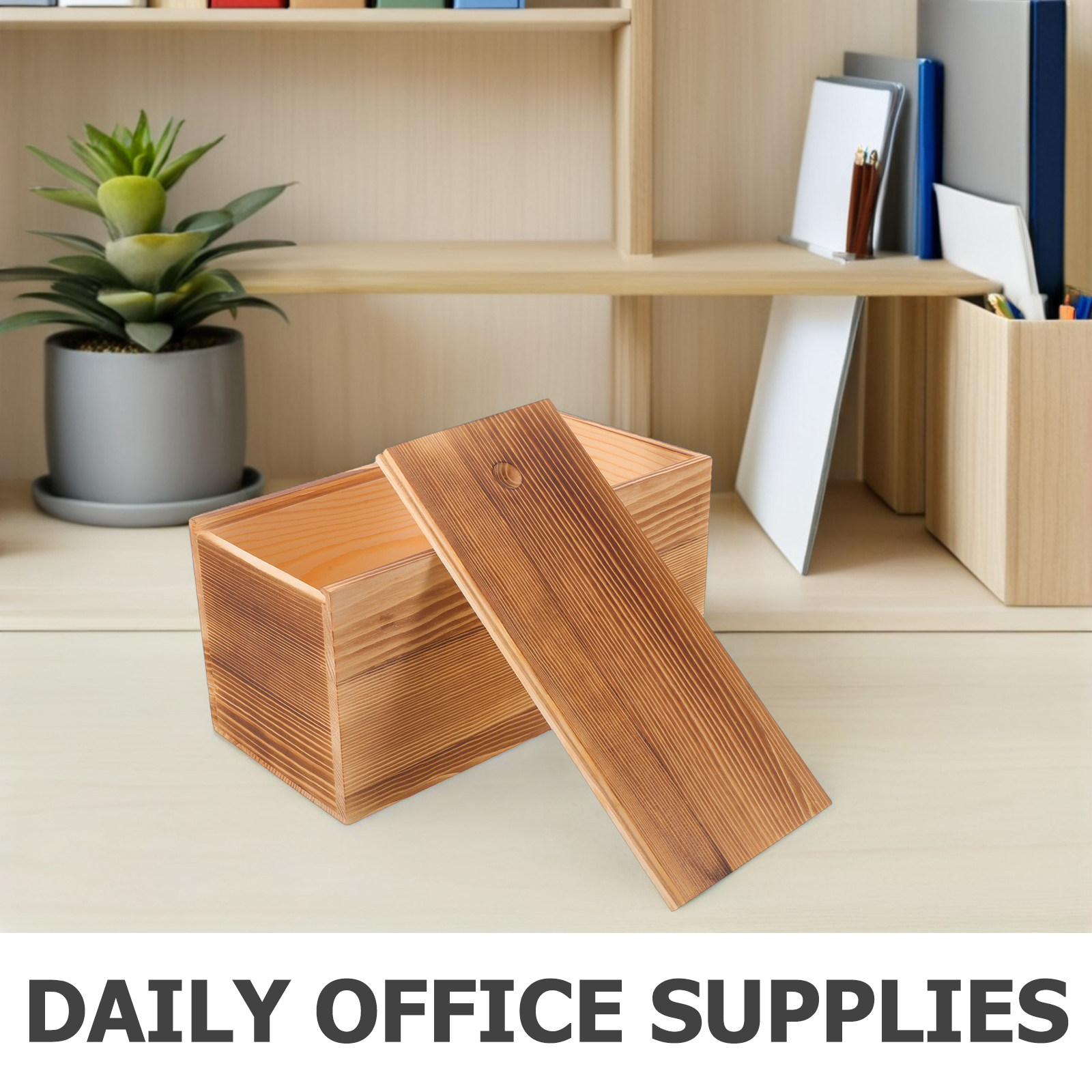 Rustic Wooden Storage Box with - Desk Organizer recension och pris