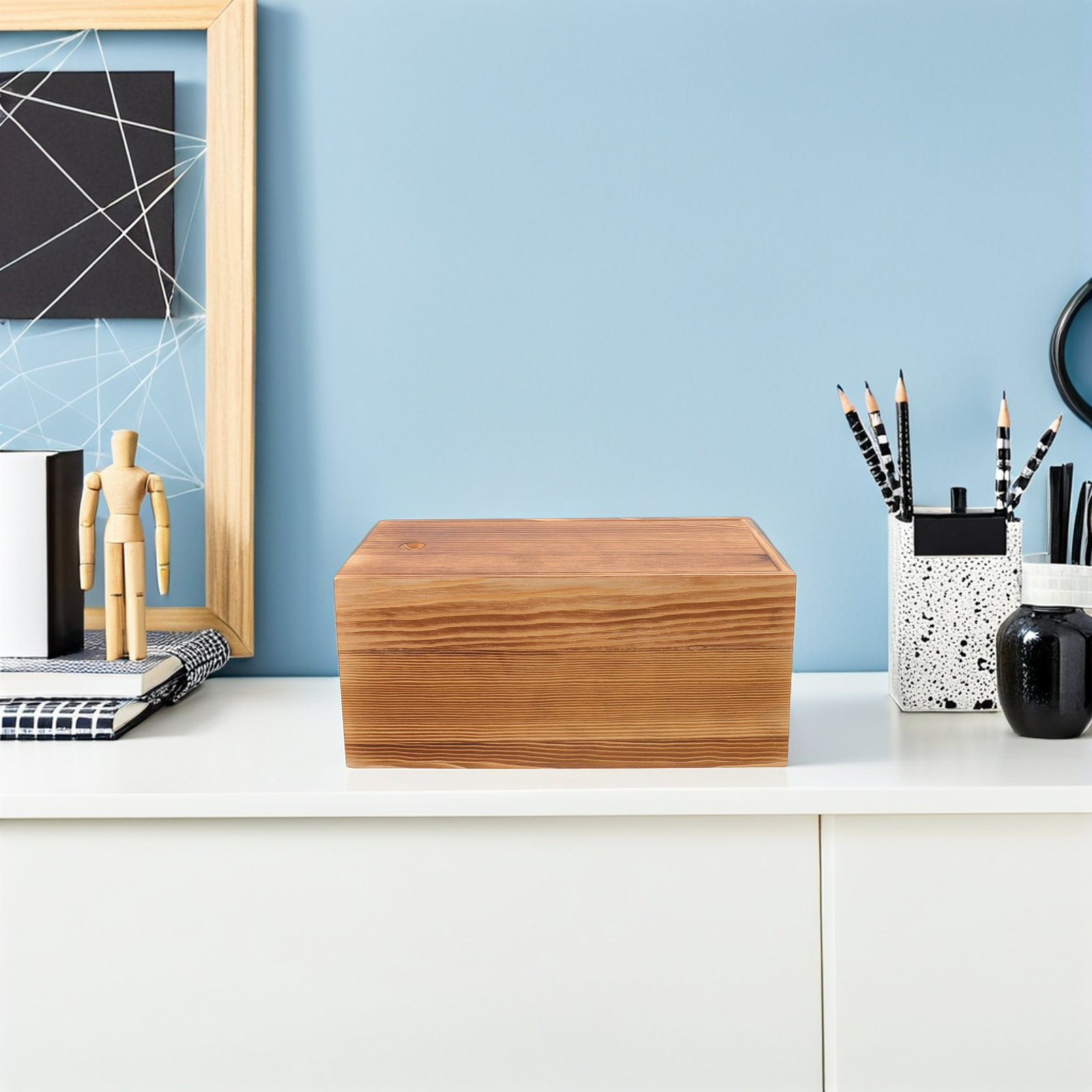 Rustic Wooden Storage Box with - Desk Organizer recension och pris