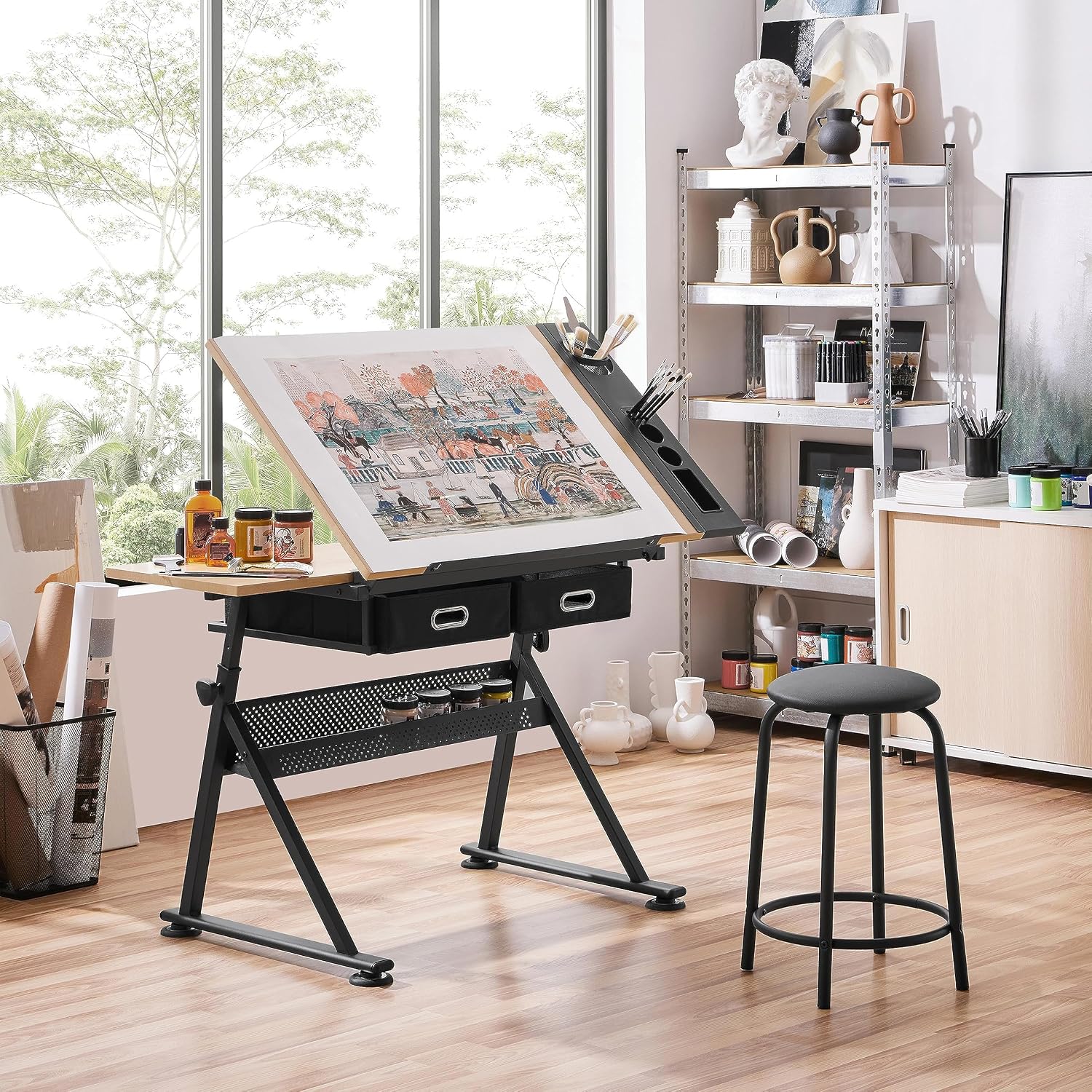 Adjustable Drafting Table Art  - Office Stool recension och pris
