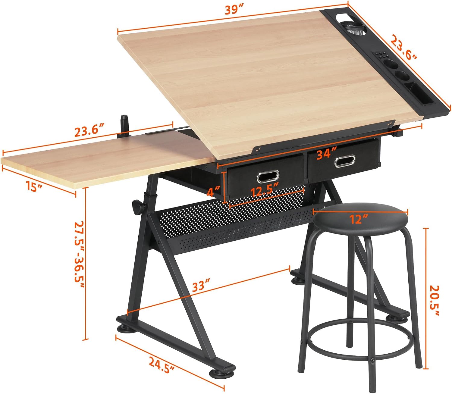 Adjustable Drafting Table Art  - Office Stool recension och pris