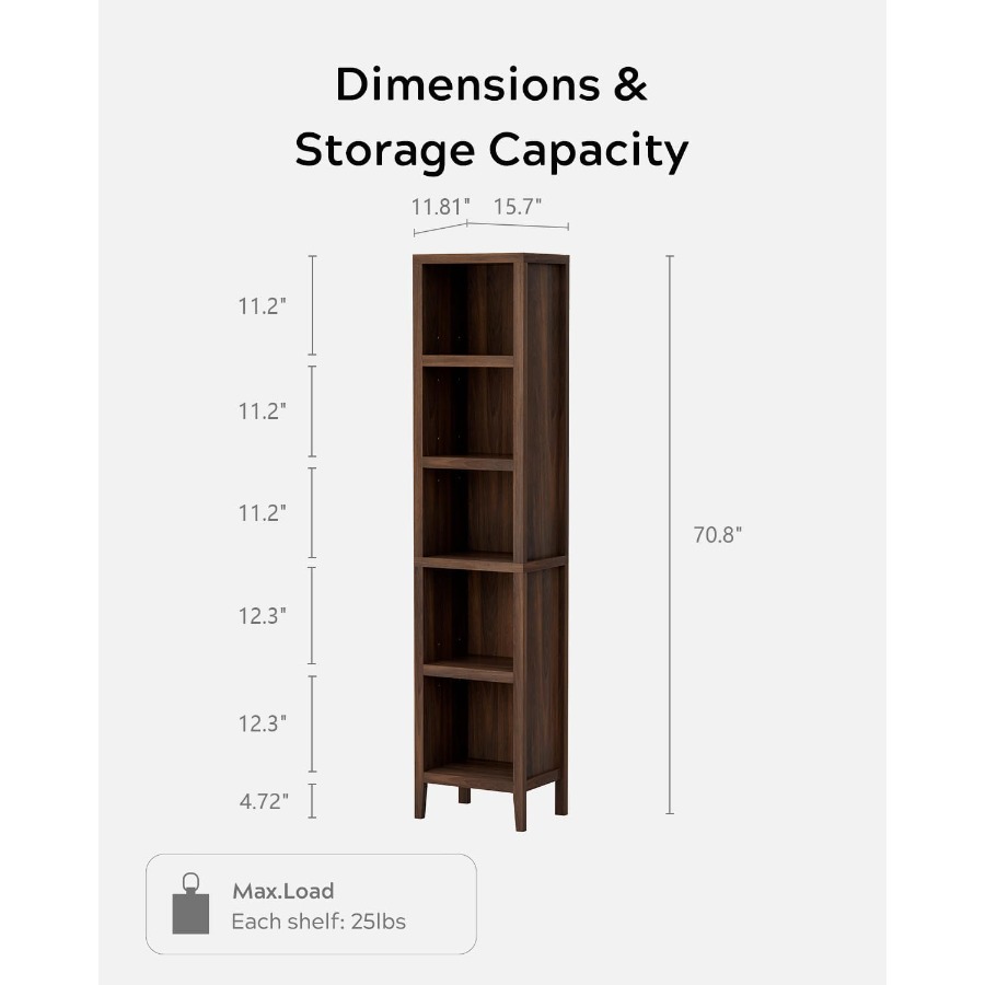 71 Tall Narrow Bookcase, 5-Tie - Bookshelf recension och pris
