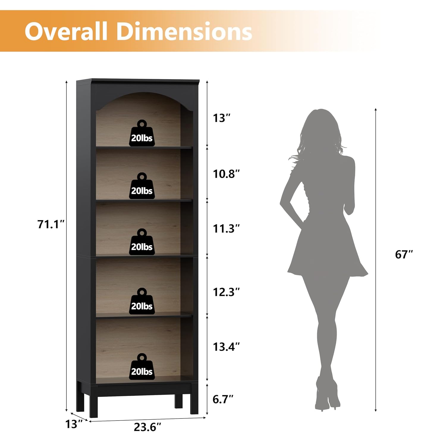 Arched Bookshelf with 5 Tier O - Bookshelf recension och pris