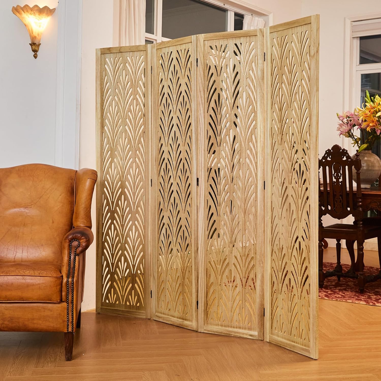 5.6Ft Folding Wood Partition S - Partition Screen Divider recension och pris