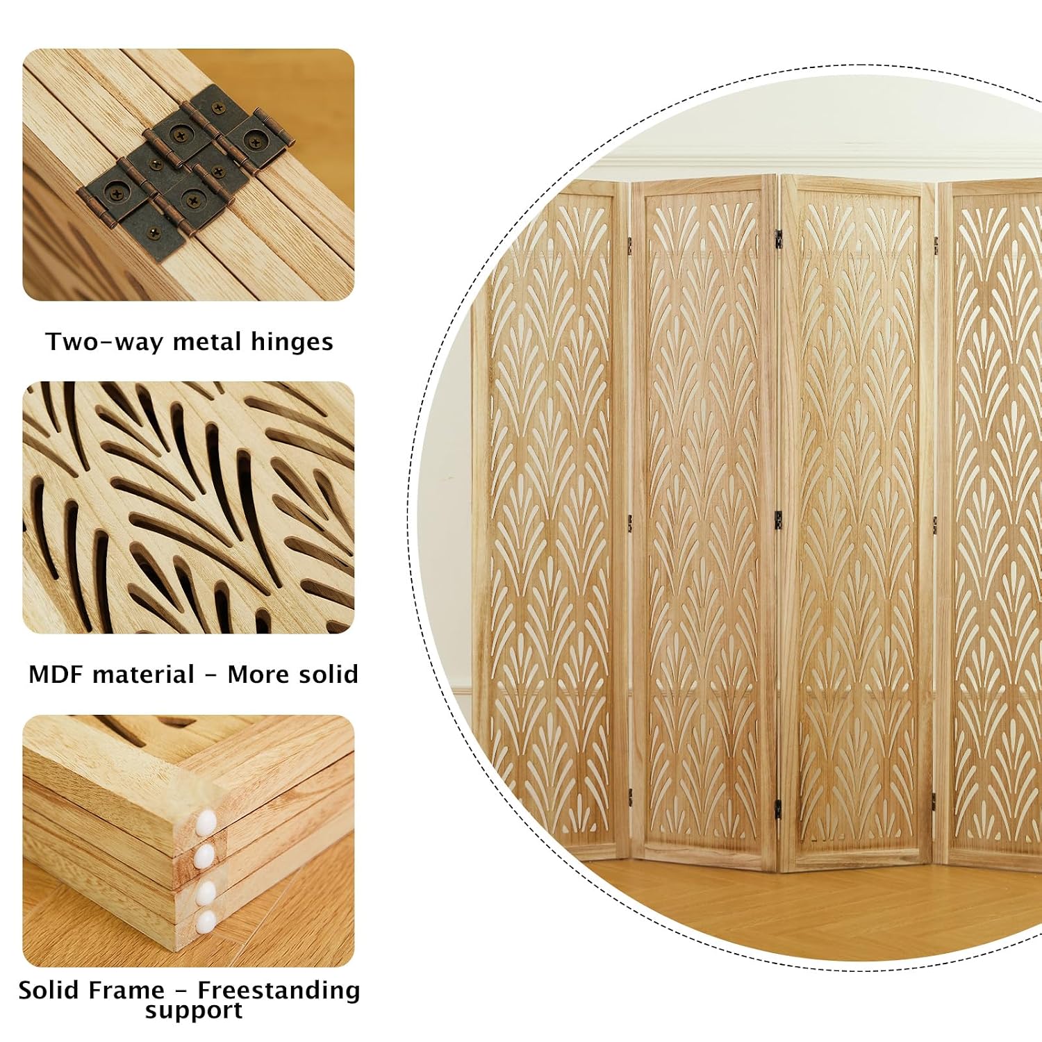 5.6Ft Folding Wood Partition S - Partition Screen Divider recension och pris
