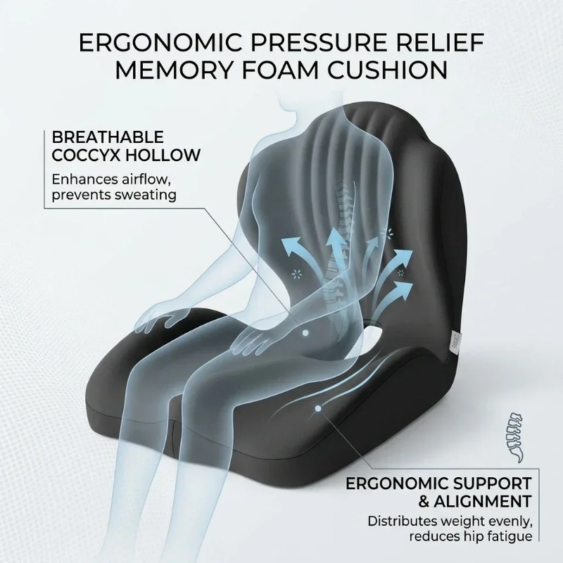 Coccyx Seat Cushion Memory Foa - Office Stool recension och pris