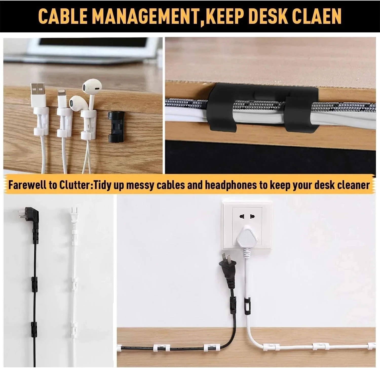 Cable Clips Organizer Drop Wir - Desk Organizer recension och pris